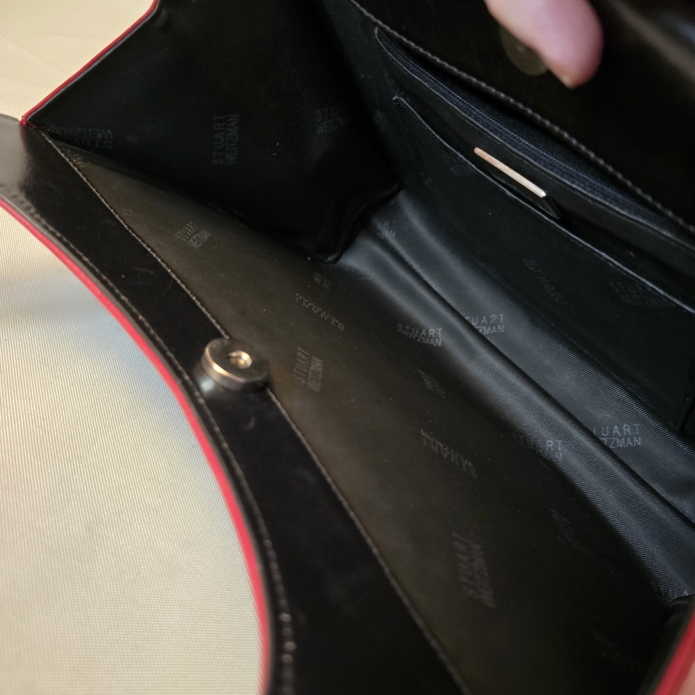 Stuart Weitzman Handbag, Black With Red Trim - image 4